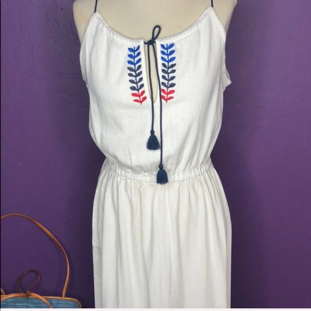 J. Crew Floral Embroidered White Maxi Dres…